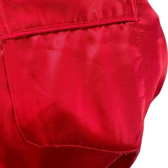 Victorias Secret Angles Pajama Top Satin Solid Red Long Sleeve Button Up Size L - Picture 8 of 13
